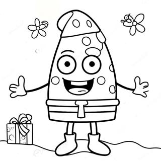Page à colorier SpongeBob pour Noël | Page de coloriage SpongeBob Noël