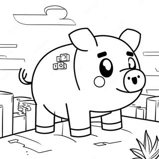 Page à colorier du cochon Minecraft | Page de coloriage Cochon Minecraft