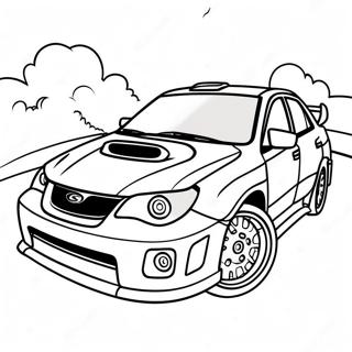 Page à colorier de la Voiture de Rallye Subaru WRX | Page de coloriage Subaru