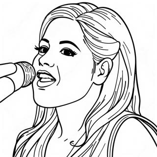Page à colorier de Shakira Chantant sur Scène | Page de coloriage Shakira