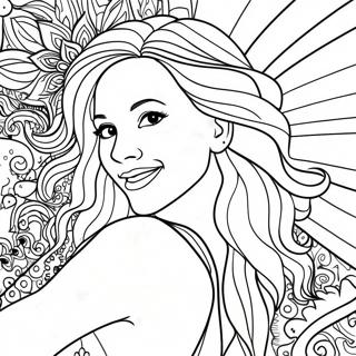 Page à colorier de Shakira Dansant avec un Fond Coloré | Page de coloriage Shakira