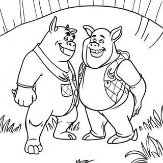 Page à colorier de l'Aventure de Shrek et Donkey | Page de coloriage DreamWorks