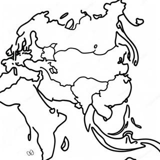Page à colorier de la carte de l'Asie | Page de coloriage Asie