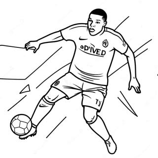 Page à colorier Mbappe en Action | Page de coloriage Mbappe