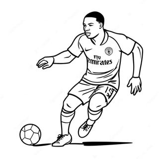 Page à colorier Mbappe Dribblant le Défenseur | Page de coloriage Mbappe