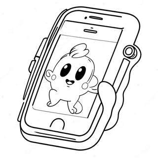 Page à colorier d'iPhone mignon en dessin animé | Page de coloriage iPhone