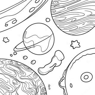 Page à colorier de scène spatiale universelle | Page de coloriage Universel