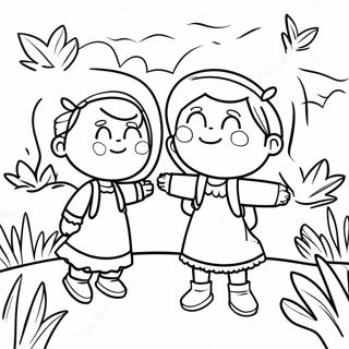 Sœurs aventurières explorant une page à colorier | Page de coloriage Sœurs