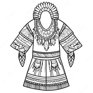 Page à colorier de vêtements traditionnels autochtones | Page de coloriage Autochtone
