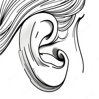 Page à colorier d'oreille humaine réaliste | Page de coloriage Oreille