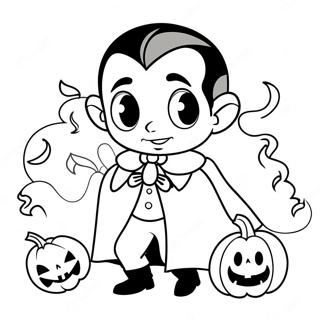 Page à colorier Dracula mignon avec une citrouille | Page de coloriage Dracula