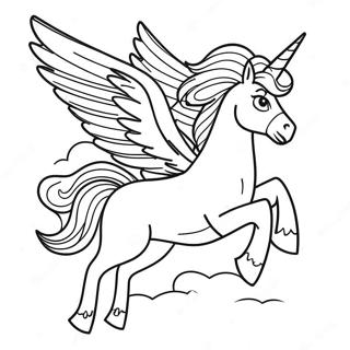 Page à colorier de Pégase majestueux en vol | Page de coloriage Pégase