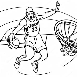 Page à colorier Joueur des Lakers dunkant | Page de coloriage Lakers