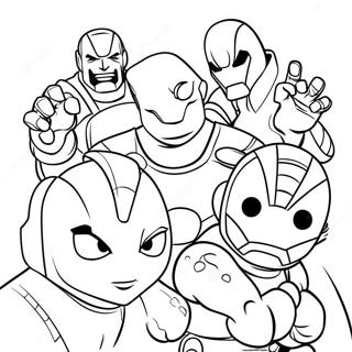 Page à colorier équipe Avengers mignonne | Page de coloriage Avengers Faciles