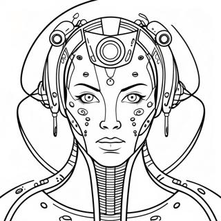 Page à colorier de cyborg futuriste avec des yeux laser | Page de coloriage Cyborg