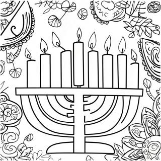 Page à colorier menorah de Hanoukka | Page de coloriage Hanoukka