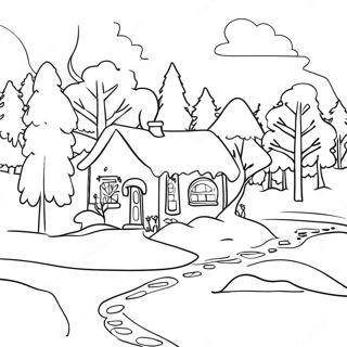 Page à colorier le pays des merveilles d'hiver de janvier | Page de coloriage Mois de l'année