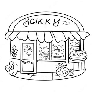 Page à colorier d'une jolie boulangerie | Page de coloriage Magasins