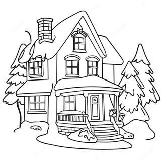 Page à colorier d'une maison de Noël | Page de coloriage Maison de Noël
