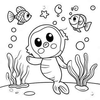 Page à colorier de Sebastian chantant sous la mer | Page de coloriage Sébastien