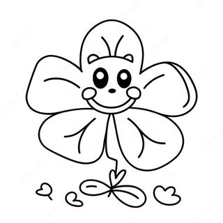 Page à colorier de trèfle mignon avec un visage souriant | Page de coloriage Trèfle -s