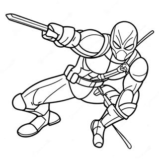 Page à colorier pose d'action de Deathstroke | Page de coloriage Deathstroke