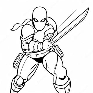 Page à colorier Deathstroke avec une épée | Page de coloriage Deathstroke