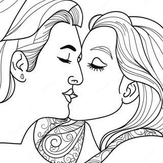 Page à colorier de baiser | Page de coloriage Baiser