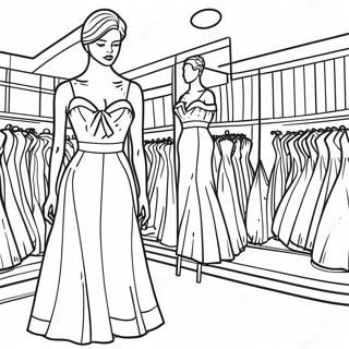 Page à colorier de mannequin de mode avec robe | Page de coloriage Mannequin