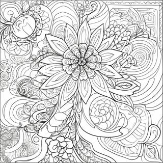 Page à colorier de fleur complexe difficile | Page de coloriage Fleur Difficile