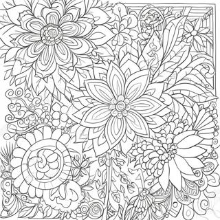 Page à colorier avec des motifs floraux détaillés | Page de coloriage Fleur Difficile