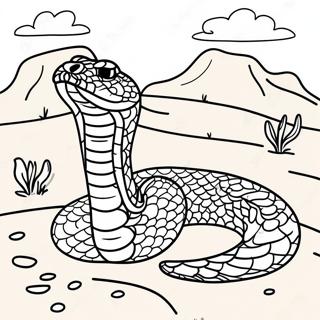 Page à colorier de serpent à sonnette réaliste dans le désert | Page de coloriage Serpent à sonnette
