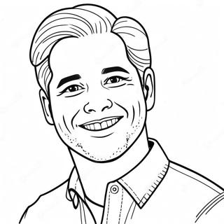 Page à colorier de James avec un sourire éclatant | Page de coloriage James