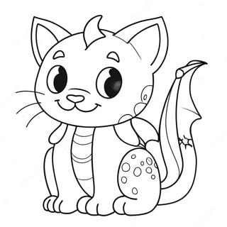 Page à colorier de dragon chat | Page de coloriage Dragon Chat