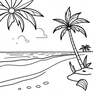 Page à colorier Aloha coucher de soleil sur la plage | Page de coloriage Aloha