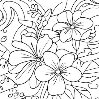 Page à colorier Aloha fleurs tropicales | Page de coloriage Aloha