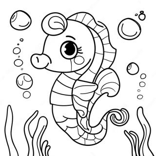 Page à colorier de l'hippocampe mignon sous l'eau | Page de coloriage Hippocampe