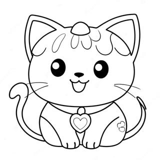 Page à colorier Mignon chat anime | Page de coloriage Animaux Anime