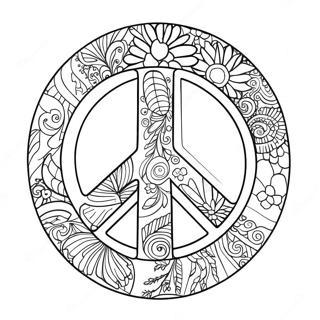 Page à Colorier Signe de Paix des Années 60 | Page de coloriage années 60