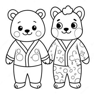 Page à Colorier Animaux de Pyjama Mignons | Page de coloriage Pyjama