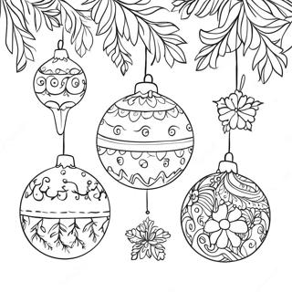 Page à colorier Ornements de Noël Esthétiques Charmants | Page de coloriage Noël esthétique