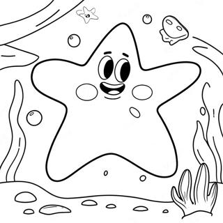 Page à colorier de Patrick Étoile heureux sous l'eau | Page de coloriage Patrick Étoile