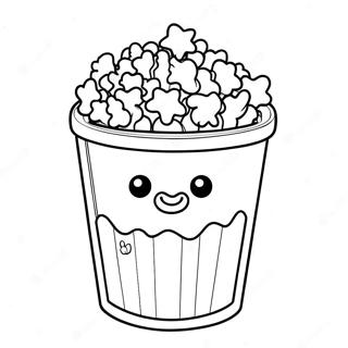 Page à colorier de seau de pop-corn mignon | Page de coloriage Popcorn