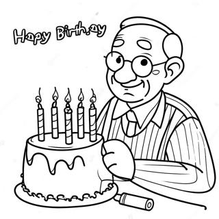 Page à colorier Joyeux Anniversaire Papi | Page de coloriage Joyeux Anniversaire Papi