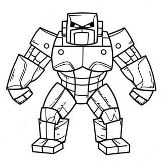 Page à colorier de golem de fer Minecraft | Page de coloriage Golem de Fer Minecraft