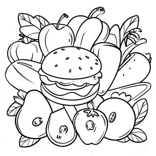 Page à colorier de nourriture saine | Page de coloriage Santé