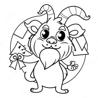 Page à colorier de Krampus avec un sapin de Noël | Page de coloriage Krampus