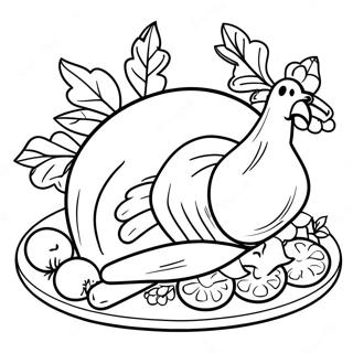 Page à colorier de dinde cuite | Page de coloriage Dinde cuite