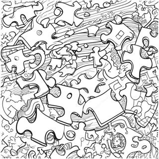 Page à colorier avec des pièces de puzzle colorées sur l'autisme | Page de coloriage Autisme