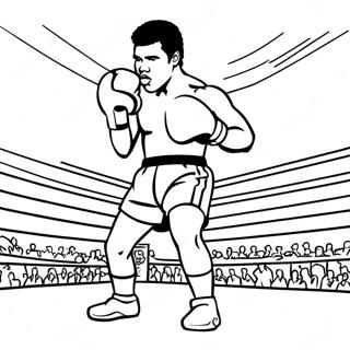 Page à colorier de Muhammad Ali dans le ring | Page de coloriage Muhammad Ali